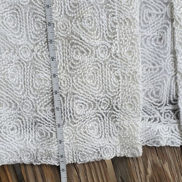 Kasper Sheer White Geometric Open Jacket - Picture 6 of 8
